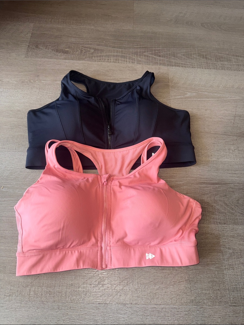 2-Pack Yvette Front-Zip Racerback Sports Bras Black & Mauve 4X Plus